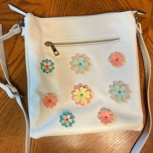 4 for $20 White Crossbody with 3D Flowers